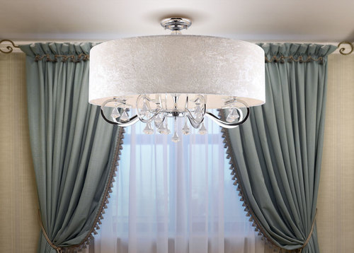 Prüfen Plafond Max Light Amsterdam C0059 chrom ecru 8-flammig 80 cm