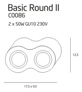 Schwarze Metall-Deckenleuchte Max Light Basic Round II BK C0086, 2×GU10 small 2