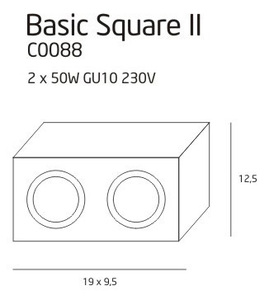 Plafond Max Light Basic Square II weiß 2-flammig GU10 Metall C0088 small 1