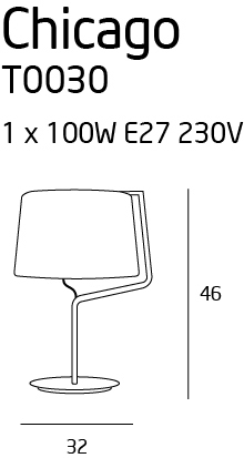 Aussicht Tischleuchte Max Light Chicago T0030 Chrom Weiß Metall Stoff 46 cm Tischleuchte Max Light Chicago T0030 Chrom Weiß Metall Stoff 46 cm