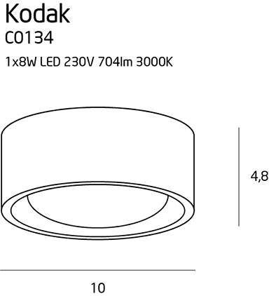 Prüfen Plafond Max Light Kodak C0134 LED weiß 10 cm 8W 3000K