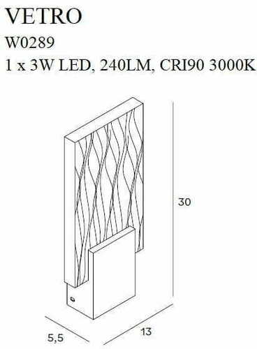 Prüfen Wandlampe Max Light Vetro W0289 Gold LED 30 cm Edelstahl Glas