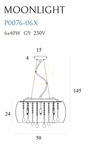 Pendelleuchte Max Light Moonlight P0076-06X Chrom Spiegelglas 6-flammig Ø50 cm small 6
