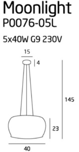 Pendelleuchte Max Light Moonlight P0076-05L Chrom verspiegelt Glas 5-flammig 40 cm small 3