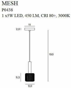 Pendelleuchte Max Light Mesh P0438 Gold Schwarz 9 cm LED 5W small 2