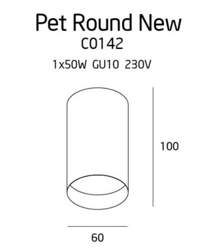 Prüfen Plafond Max Light PET Round schwarz 1xGU10 6 cm C0142