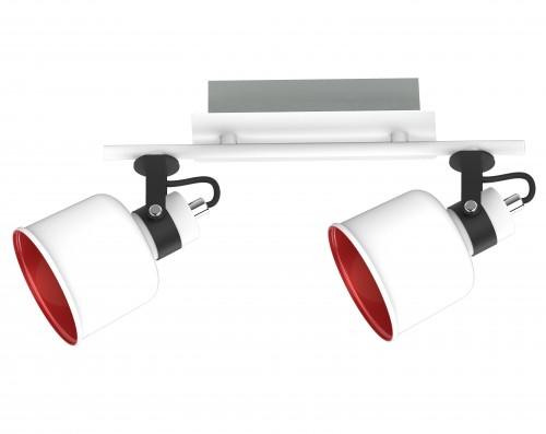 Prüfen Keter Lighting PAKOS 1112 Deckenstrahler, 2 x E14 max. 40 W, Schirme weiß/rot, Leiste 30 cm