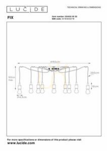 Pendelleuchte Lucide FIX 10-flammig schwarz Metall E27 dimmbar 08408/10/30 small 4