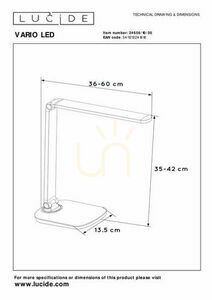 Schreibtischlampe Lucide VARIO LED Touch dimmbar schwarz 24656/10/30 small 7
