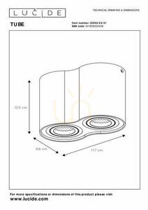 Lucide TUBE Decken-Aufbaustrahler weiß, 2×GU10, 22952/02/31 small 4