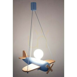 Hellux Clipper 1042302 Flugzeug-Pendelleuchte, Hellblau und Naturholz, E27 small 5