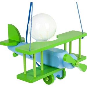 Hellux Kleines Flugzeug 1041014 Kinder-Pendelleuchte, grün/hellblau small 1