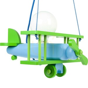 Hellux Kleines Flugzeug 1041014 Kinder-Pendelleuchte, grün/hellblau small 2