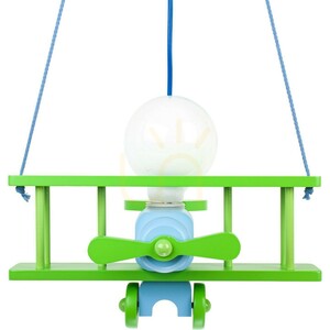 Hellux Kleines Flugzeug 1041014 Kinder-Pendelleuchte, grün/hellblau small 4
