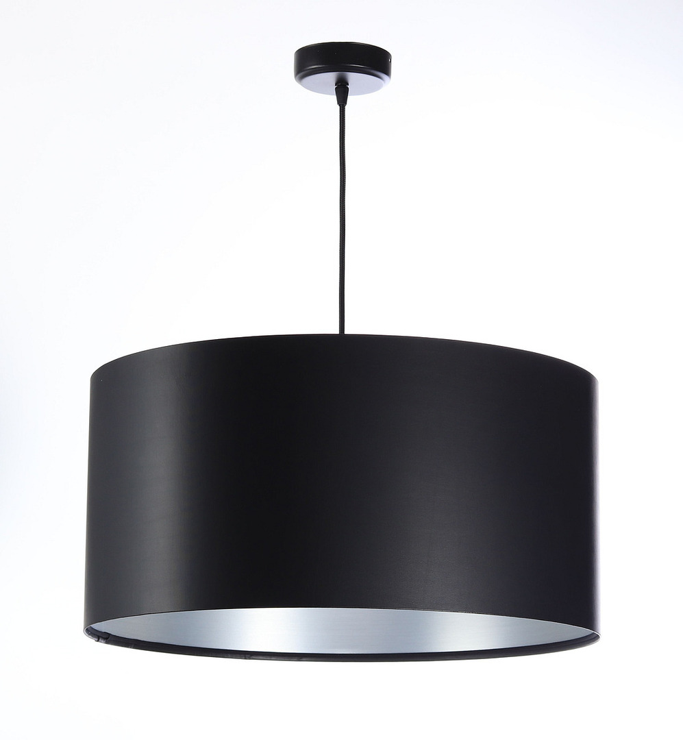 Prüfen Schwarz-silberne Hängeleuchte 50cm LEXIE E27 60W Latex, Satin - Verkauf Schwarz-silberne Hängeleuchte 50cm LEXIE E27 60W Latex, Satin - Verkauf