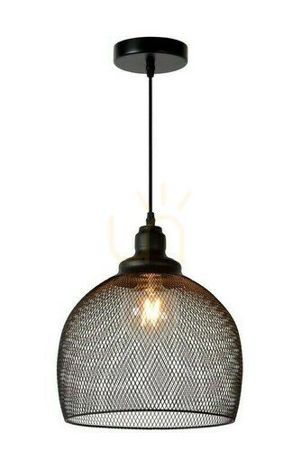Prüfen Pendelleuchte Lucide MESH schwarz Metall Vintage 43404/28/30