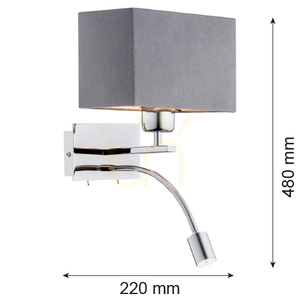 Wandleuchte ARGON BILL dunkelgrau chrom E27 1053 small 1
