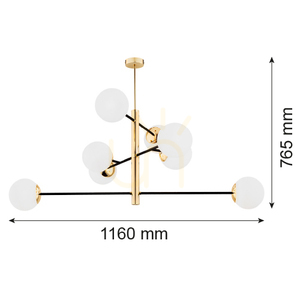 Pendelleuchte Argon Cameron 8-flammig opal matt schwarz messing 5041 small 7