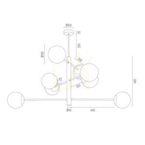 Pendelleuchte Argon Cameron 8-flammig opal matt schwarz messing 5041 small 8