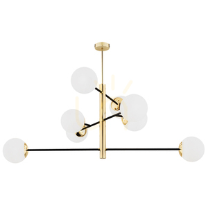 Pendelleuchte Argon Cameron 8-flammig opal matt schwarz messing 5041 small 0
