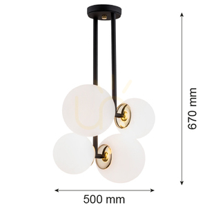 Pendelleuchte ARGON MORITZ 4-flammig Opal matt Schwarz Messing E27 1739 small 5