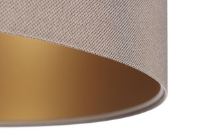 Pendelleuchte für Esszimmer 40cm Leder E27 60W gepolstert, beige, gold small 1