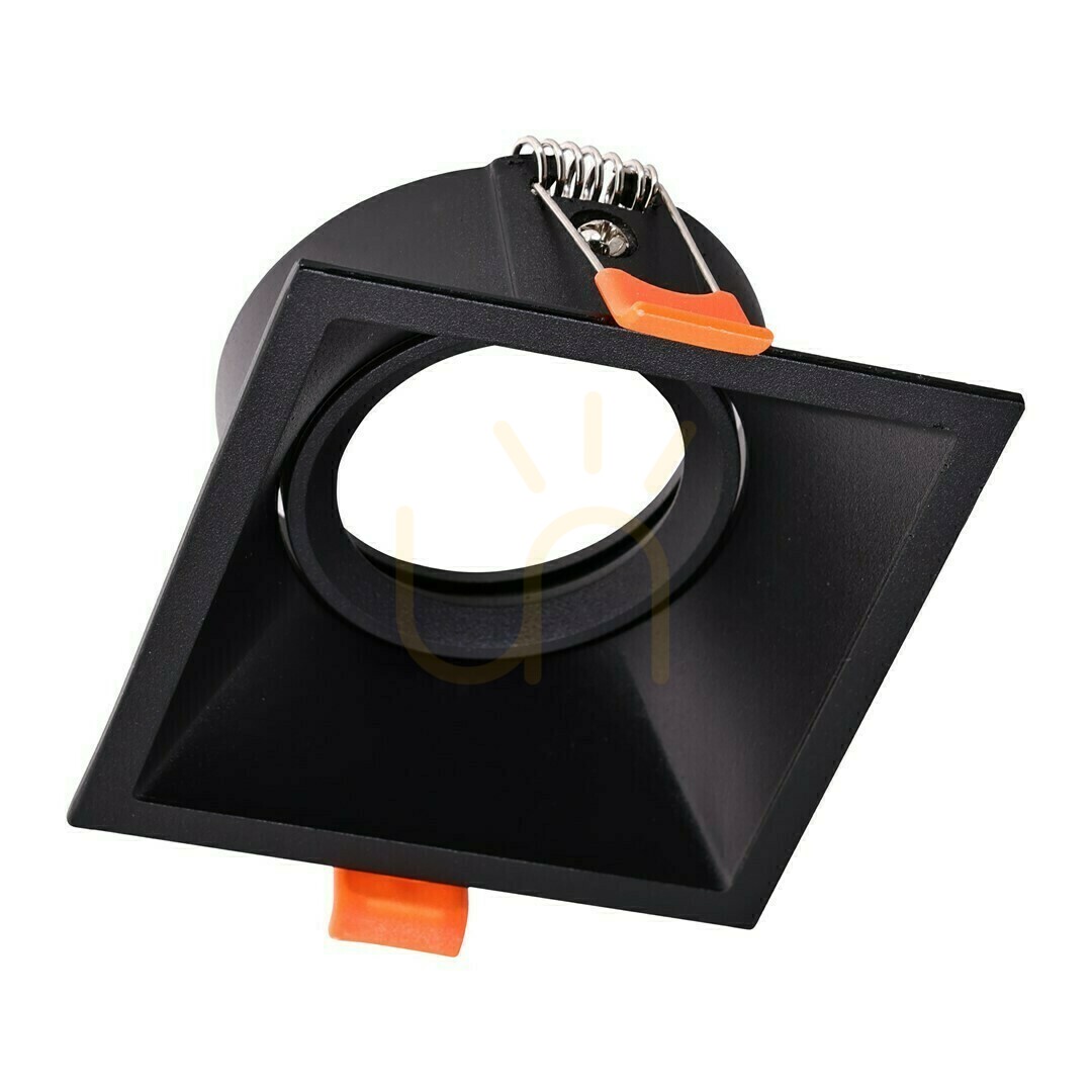 Schwarze Öse Deckeneinbau quadratisch beweglich 1x Gu10 IP20 schwarz