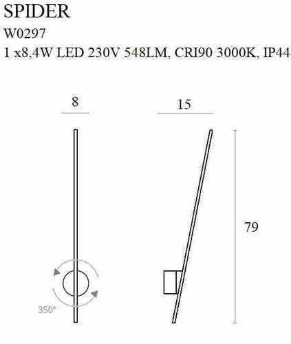 Prüfen Wandleuchte Max Light Spider W0297 Gold LED 79 cm Metall Acryl