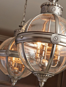 Adams 3-Licht-Hängeleuchter – Antik-Nickel-Elstead small 1