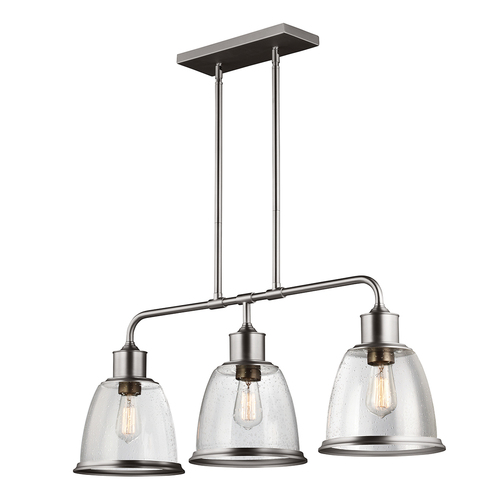Prüfen Hobson 3 Light Island Chandelier Satin Nickel Elstead