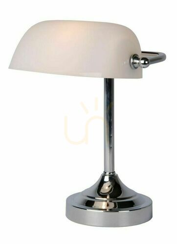 Prüfen Schreibtischlampe Lucide BANKER Silber Glas Metall E14 17504/01/11
