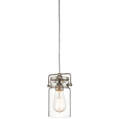 Prüfen Brinley 1 Light Mini Pendelleuchte - gebürstetes Nickel Elstead
