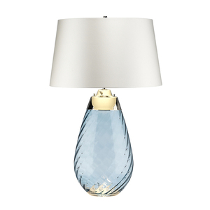 Lena 2 Light Large Blue Tischlampe mit cremefarbenem Schirm Elstead small 1