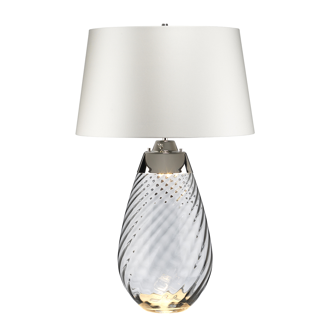 Lena 2 Light Large Smoke Tischlampe mit cremefarbenem Schirm Elstead