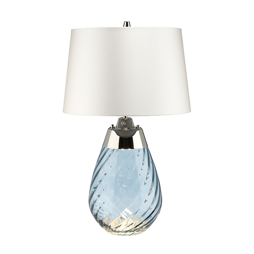 Prüfen Lena 2 Light Small Blue Tischlampe mit cremefarbenem Schirm Elstead