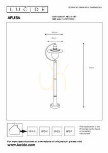 Außenstehleuchte Lucide Aruba braun Metall IP44 11873/01/97 small 3