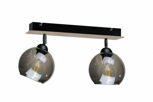 Prüfen Spot 2xE27 YUNO HOLZ SCHWARZ / NATUR