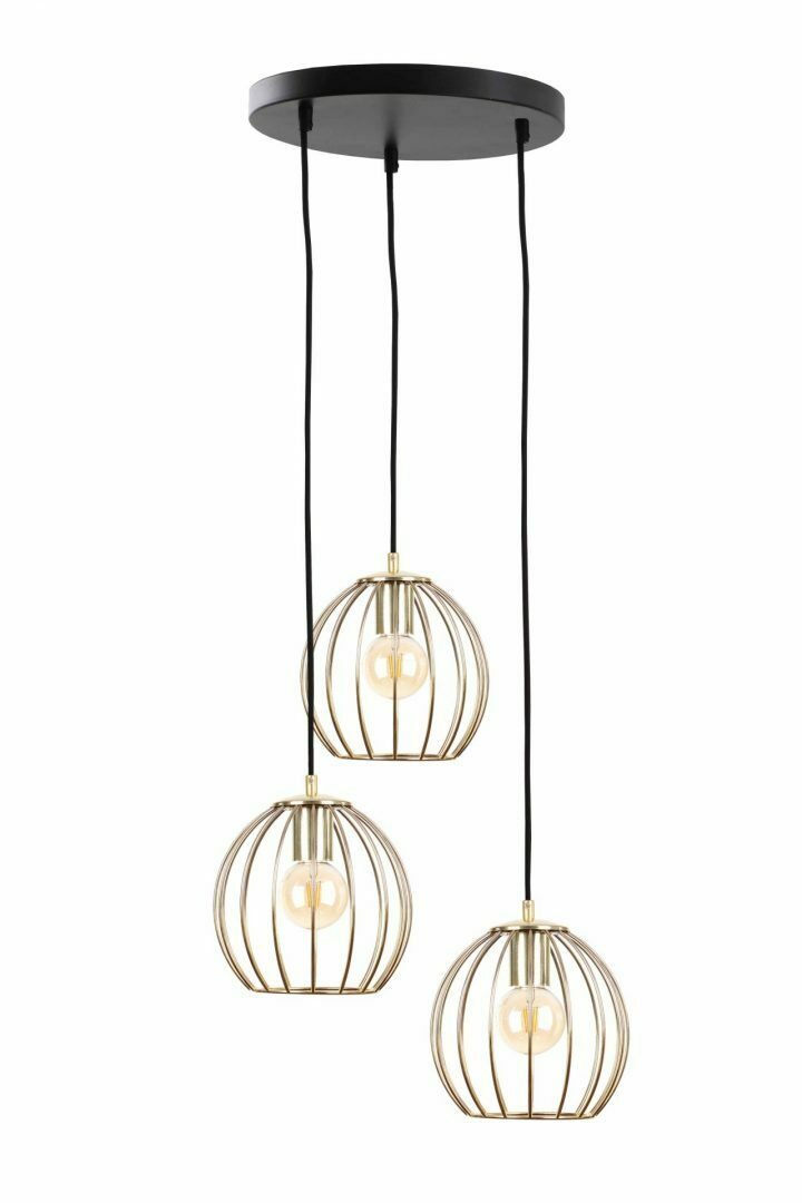 Prüfen Hängelampe 3xE27 GLOBE SCHWARZ / GOLD Hängelampe 3xE27 GLOBE SCHWARZ / GOLD