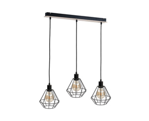 Pendelleuchte Keter Lighting ATWOOD 565 3×E27 schwarz mit Sperrholz small 0