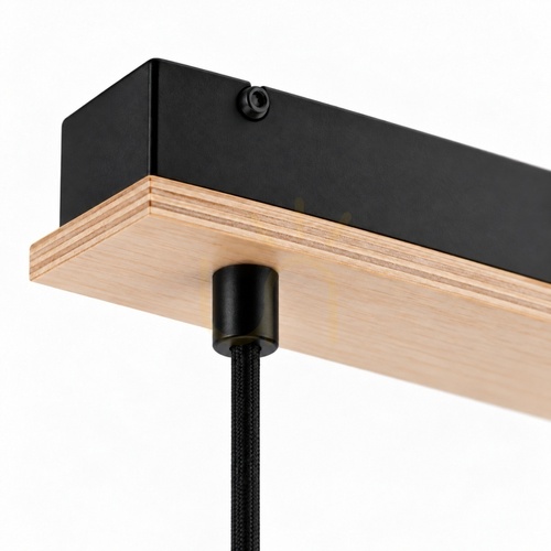 Prüfen Pendelleuchte Keter Lighting ATWOOD 565 3×E27 schwarz mit Sperrholz