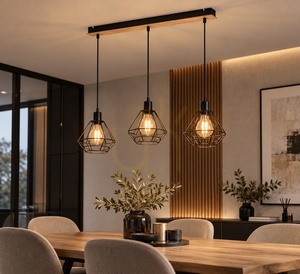 Pendelleuchte Keter Lighting ATWOOD 565 3×E27 schwarz mit Sperrholz small 3