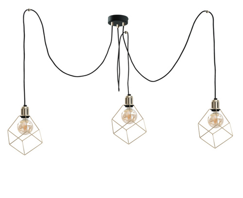 Prüfen Pendelleuchte Keter Lighting TAHO GOLD 594, gold/schwarz, 3×E27
