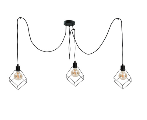 Prüfen Spinnen-Pendelleuchte Keter Lighting RUBEN BLACK 525, 3xE27, Drahtschirme, schwarz, Abhang 40-180 cm