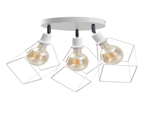 Prüfen Deckenstrahler 3xE27 RUBEN WHITE Keter Lighting, weiße Drahtkörbe