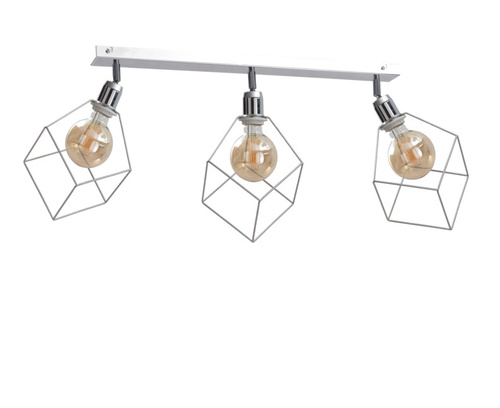 Prüfen 3-flammiger Spot Keter Lighting Ruben Silver chrom 3×E27 63 cm 777