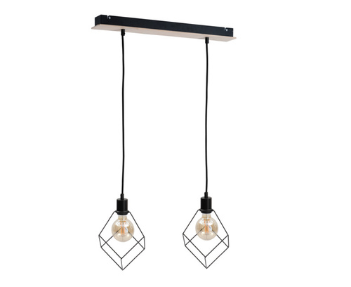 Prüfen Pendelleuchte Keter Lighting RUBEN WOOD 598, 2×E27, schwarz mit Holzdetail