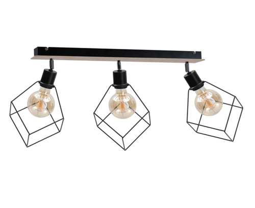 Prüfen Keter Lighting RUBEN WOOD 606 Deckenstrahler, 3×E27, Schwarz und Naturholz