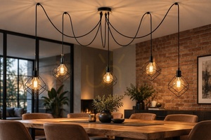 Pendelleuchte Keter Lighting RUBEN WOOD 609, 5xE27, schwarz mit Holzdetail small 2