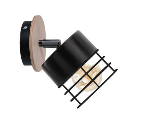 Prüfen Wandleuchte Keter Lighting CASA BLACK/WOOD 795 schwarz mit Holz E27 21 cm