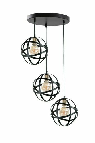 Prüfen Kaskaden-Pendelleuchte POLA 3xE27 schwarze Metall-Gitterkugeln Keter Lighting 191